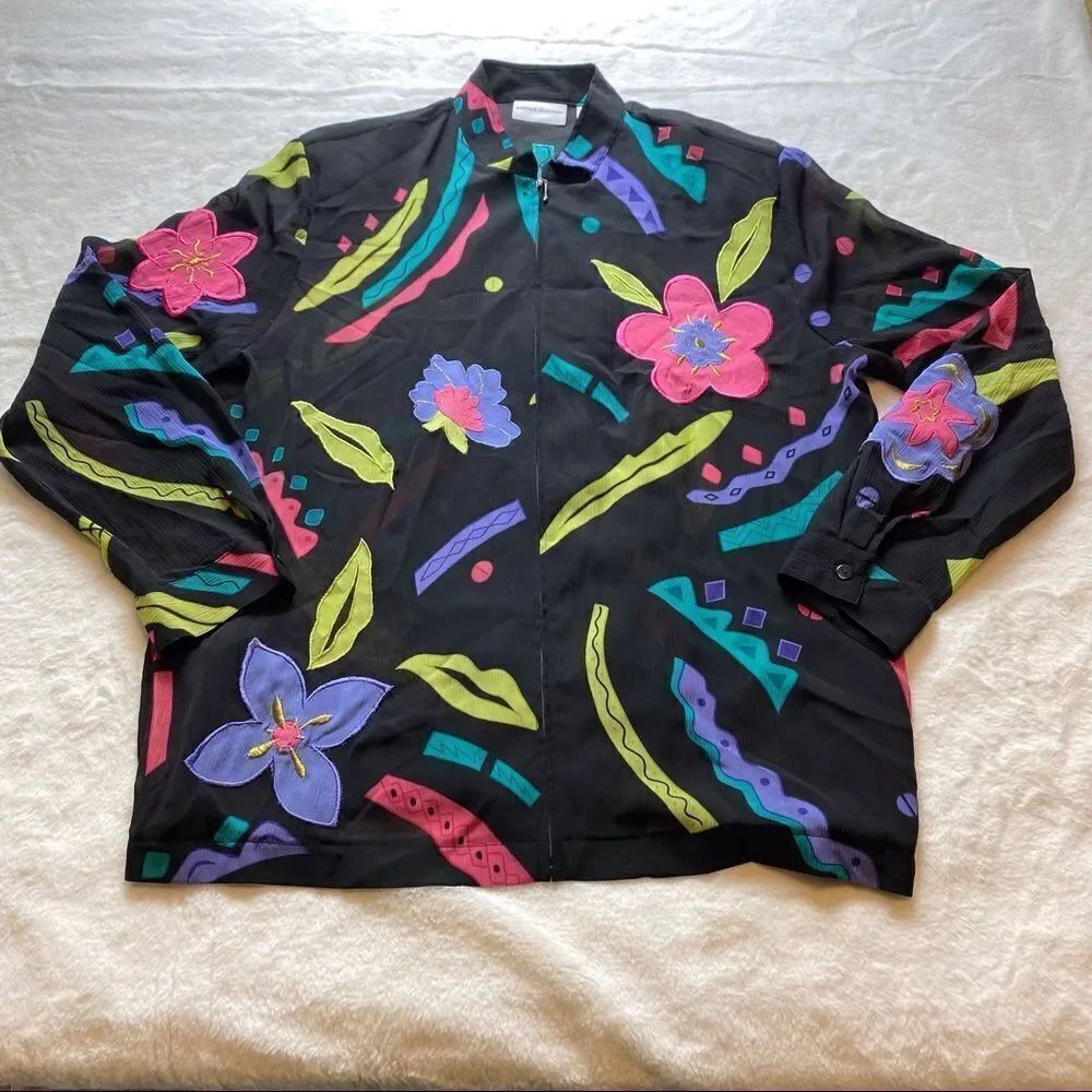 Alfred Dunner Front Zippered Floral Jacket Size 14